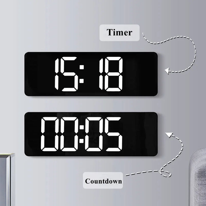 Large Digital Wall Clock Temp Date Week Display Remote Control Power Off Memory Table Clock Wall-mounted Dual Alarms LED Clocks