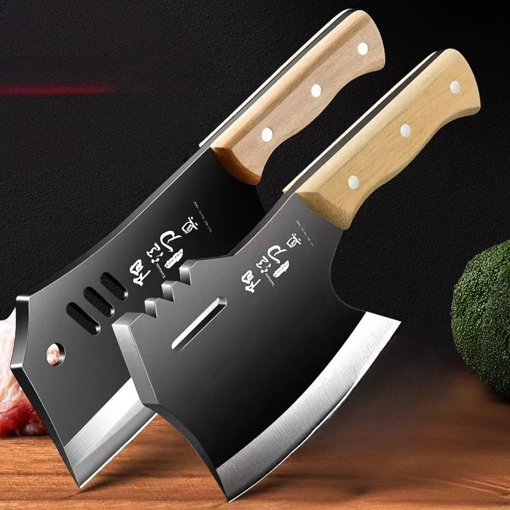 High Hardness Thickened Bone Chopping Axe for Butchers Kitchen Knife Black Wood Handle Forged Forged Bone Chopping Knife