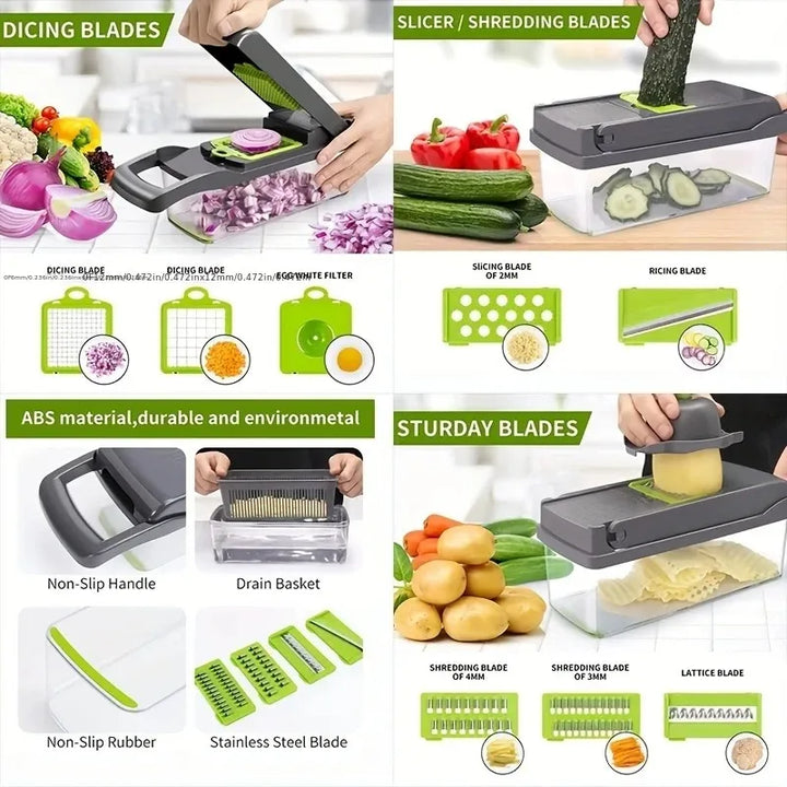 15/16 in 1 Multifunctional Vegetable Chopper Slicer Fruit Slicer Potato Shredder Carrot Grind Home Gadgets Kitchen Utensil