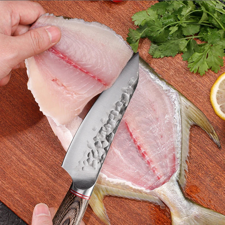 Hand Forged Hammer Kitchen Boning Knife Slaughter Meat Cutting Butcher Knife Stainless Steel Slicing Vegetable Fruit Knives