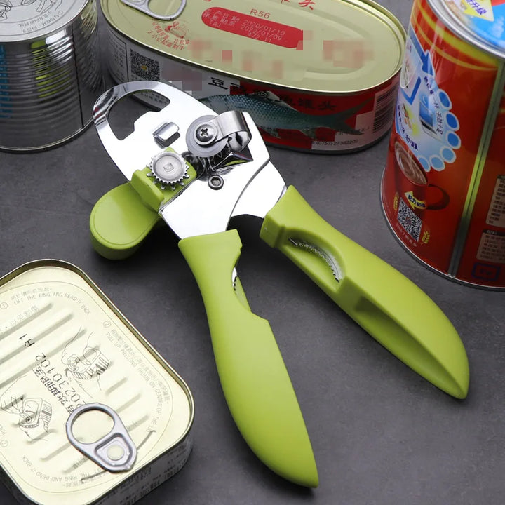 Stainless Steel Four-in-One Opener: Manual Can Opener, Screw Cap Bottle Opener, Multifunctional Kitchen Tool