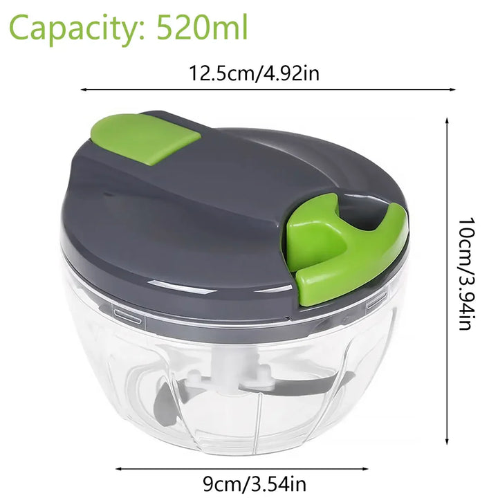 520ml Manual Food Chopper Hand Pull String Vegetable Cutter Onions Garlic Chopper Portable Food Mincer for Ginger Fruits Nuts