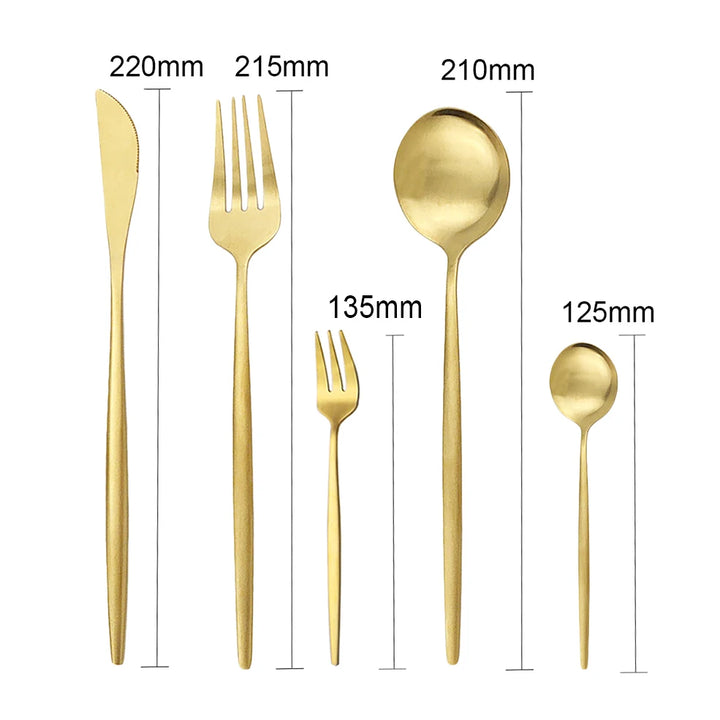 30-Piece Matte Stainless Steel Tableware Knife, Fork and Spoon