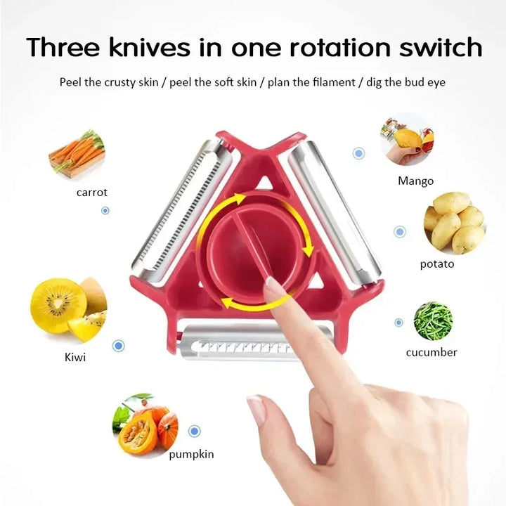 New 3 in 1 Magic Trio Peeler Set Slicer Shredder Peeler Julienne Cutter Multi Peel Blade Zesters Grater Kitchen Tool Accessories