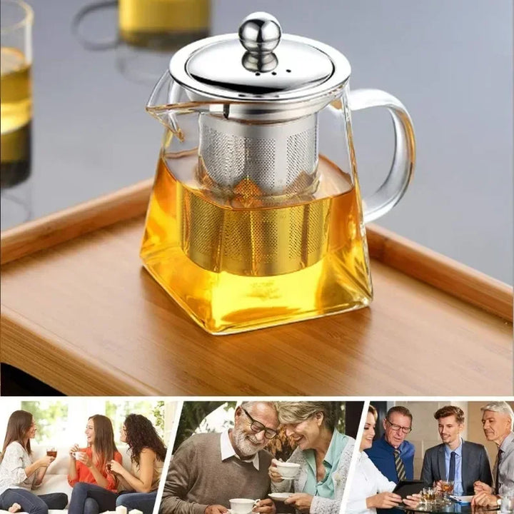 550/750/950ML Tea Infusers Stainless Steel Infuser Bottle Heat Resistant Glass Teapot Household Teaware Tea Infuser Clear Kettle