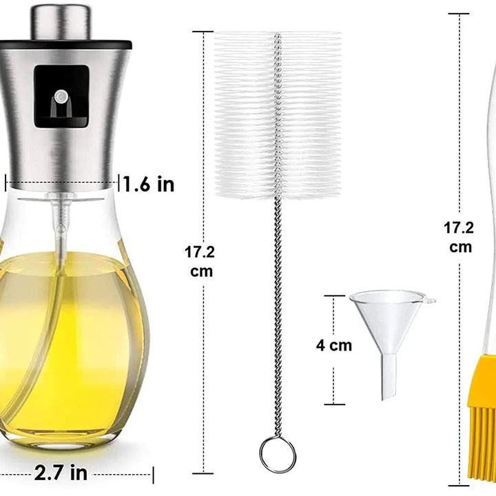 200ML Stainless Steel Spray Olive Edible Oil Glass Bottle BBQ Baking Salad Cooking Tools Condiments Dispenser Kitchen Supplies