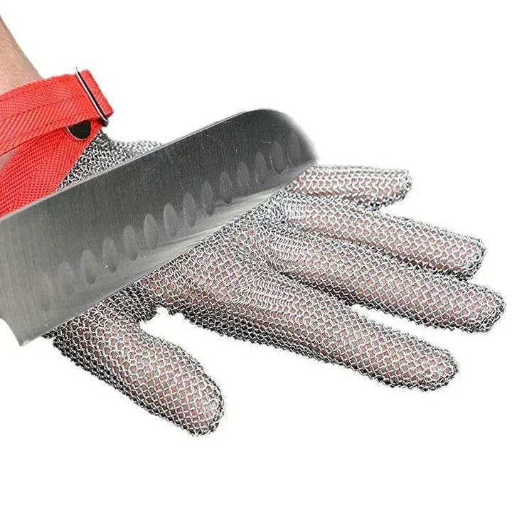 Plastic Belt Stainless Steel Mesh Glove Cut Resistant Chain Mail Protective Anti-Cutting Glove for Kitchen Butcher Cleaner Glove