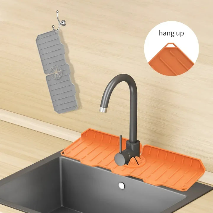 Kitchen Silicone Faucet Mat For Sink Sponge Drain Rack Foldable Sink Mat Faucet Splash Catcher Bathroom Countertop Protector Mat