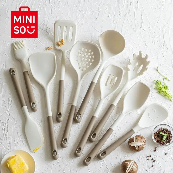 Miniso Silicone Cooking Utensils Set - Non-stick Pot Spatula, High-Temperature Resistant Ladle, Ideal for Kitchen. Bestseller