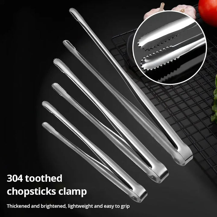 1Pc 304 Stainless Steel Barbecue Clip Grill Tongs Meat Cooking Utensils BBQ Baking Silver Kitchen Accessories Camping Supplies