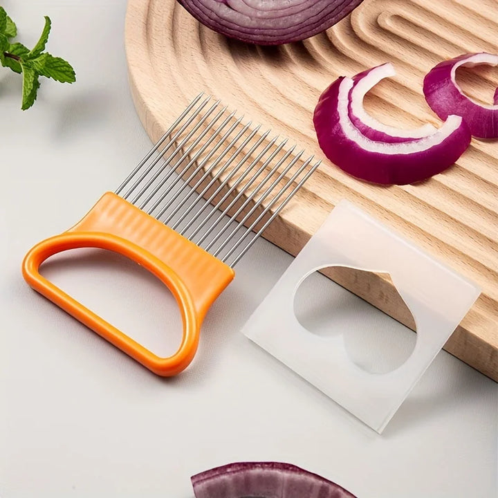 1PC Stainless Steel Onion Needle Onion Fork Vegetables Fruit Slicer Tomato Cutter Cutting Safe Holder Kitchen Accessories Tools