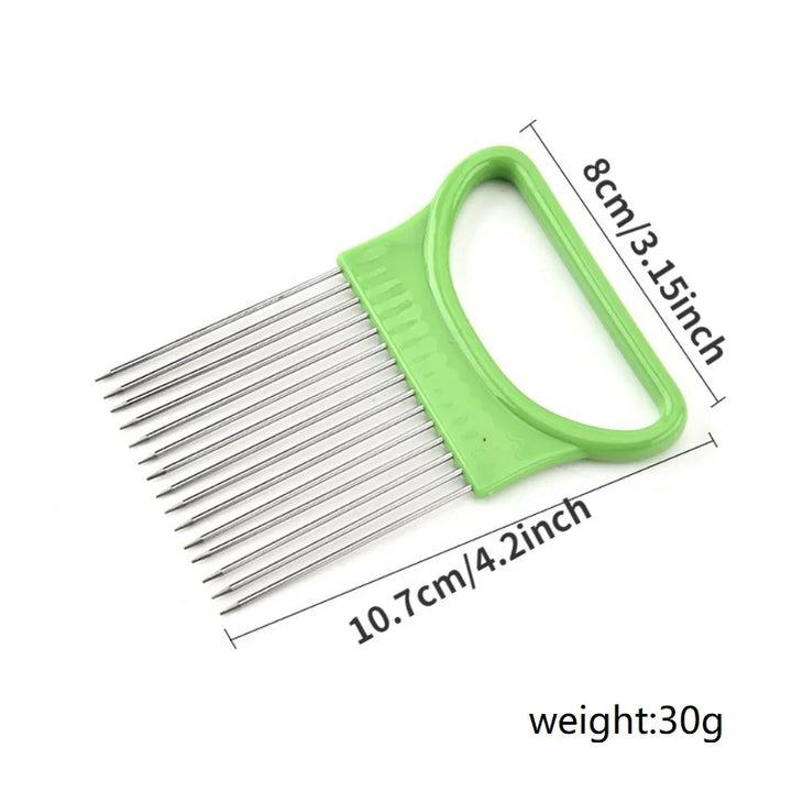 1PC Stainless Steel Onion Needle Onion Fork Vegetables Fruit Slicer Tomato Cutter Cutting Safe Holder Kitchen Accessories Tools