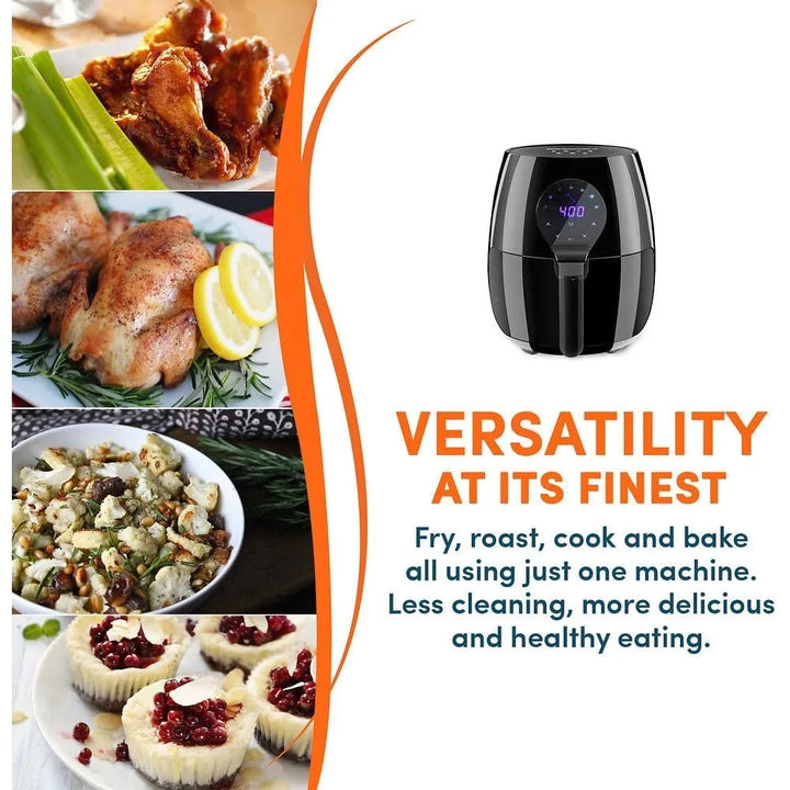 Digital 5.3Qt Hot Air Fryer 7 Menu Functions 1350W Oil-Less Healthy Cooker, Timer & Temperature Controls