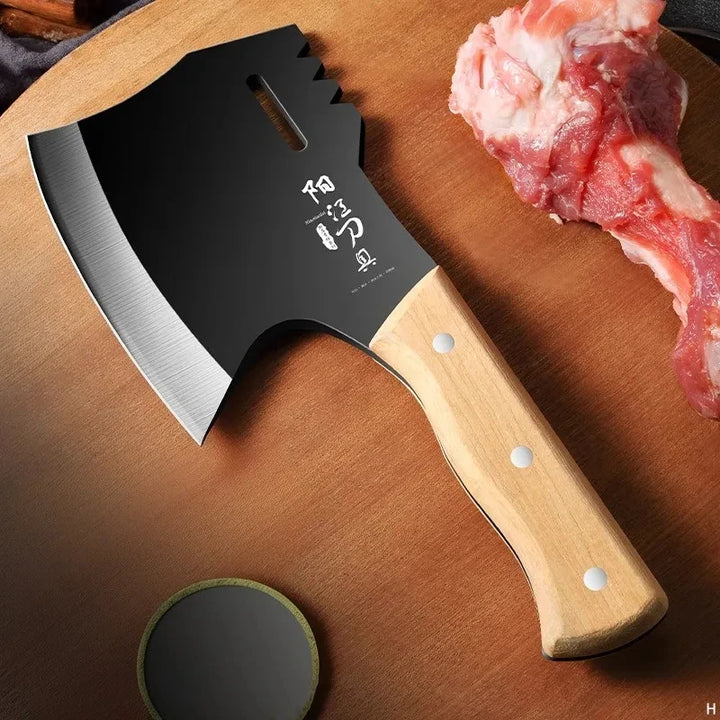 High Hardness Thickened Bone Chopping Axe for Butchers Kitchen Knife Black Wood Handle Forged Forged Bone Chopping Knife