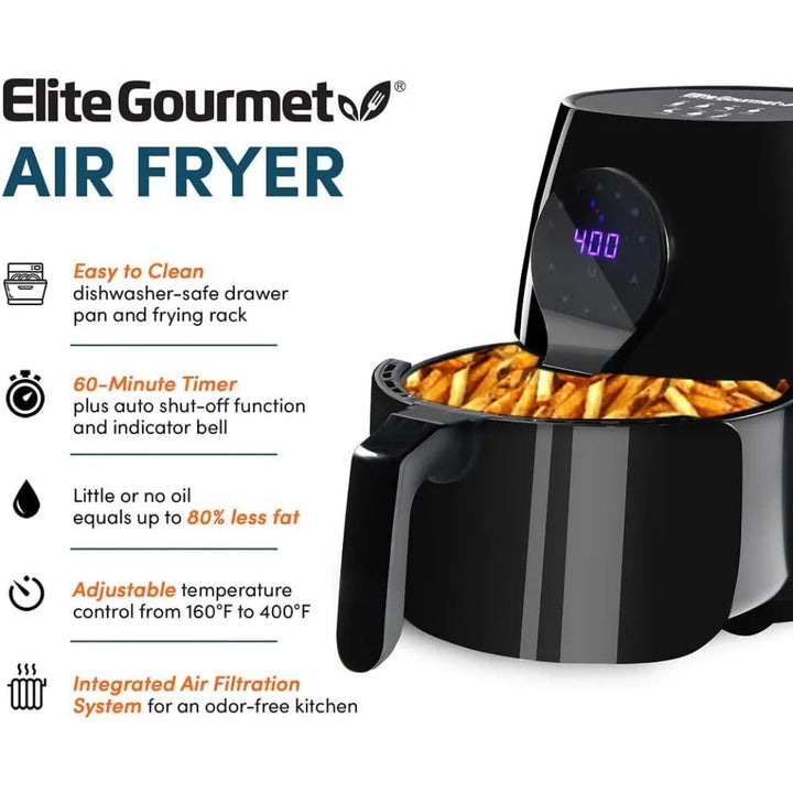 Digital 5.3Qt Hot Air Fryer 7 Menu Functions 1350W Oil-Less Healthy Cooker, Timer & Temperature Controls