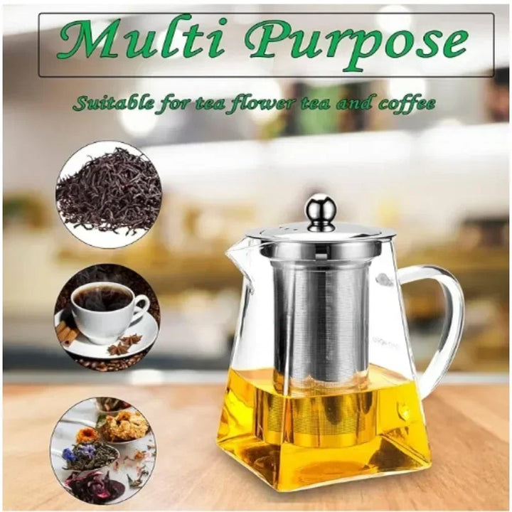 550/750/950ML Tea Infusers Stainless Steel Infuser Bottle Heat Resistant Glass Teapot Household Teaware Tea Infuser Clear Kettle