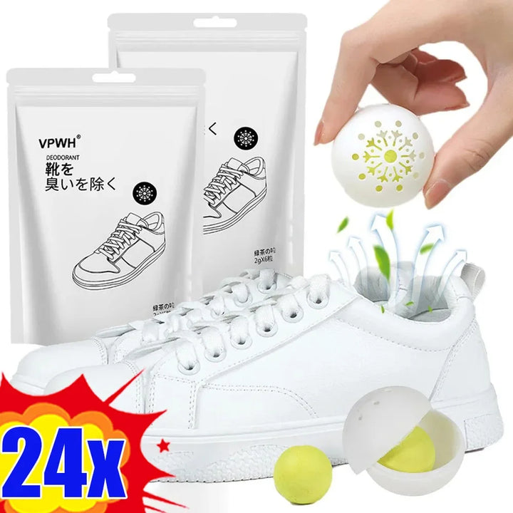 24/1Pcs Shoes Deodorant Balls Freshener Shoes Tea Fragrance Essential Foot Care Everyday Footwear Scent Shoe Closet Fresh Ball