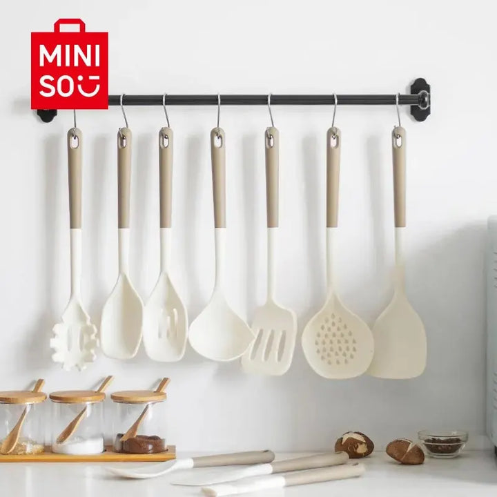 Miniso Silicone Cooking Utensils Set - Non-stick Pot Spatula, High-Temperature Resistant Ladle, Ideal for Kitchen. Bestseller