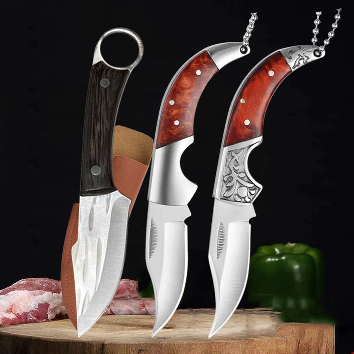 Stainless Steel Folding Fruit Knife Multi-function Paring Cutting Tools, Forged Deboning Chef Slicing Butcher's Meat Cleaver