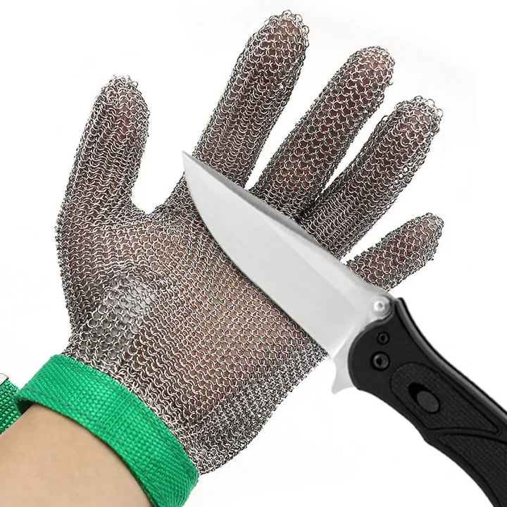 Plastic Belt Stainless Steel Mesh Glove Cut Resistant Chain Mail Protective Anti-Cutting Glove for Kitchen Butcher Cleaner Glove