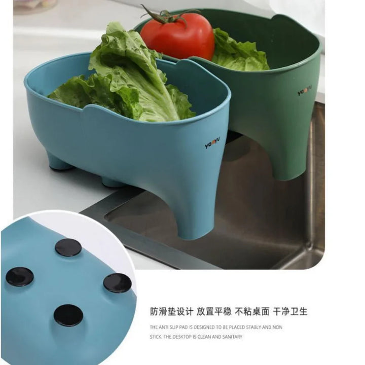 Sink Strainer Elephant Sculpt Leftover Drain Basket Fruit and Vegetable Washing Basket Hanging Drainer Rack Kitchen Accessories