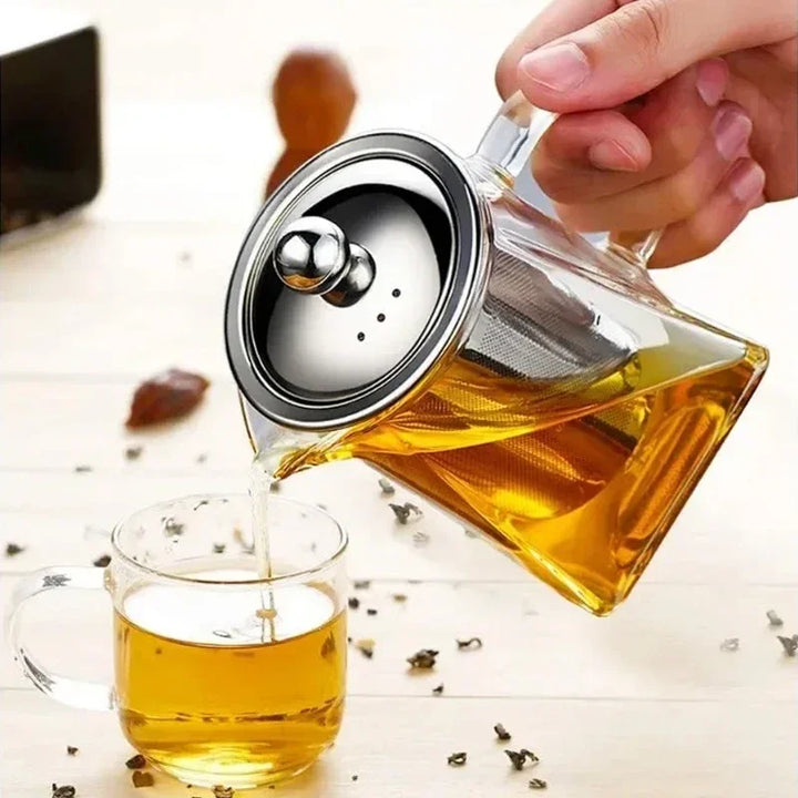 550/750/950ML Tea Infusers Stainless Steel Infuser Bottle Heat Resistant Glass Teapot Household Teaware Tea Infuser Clear Kettle