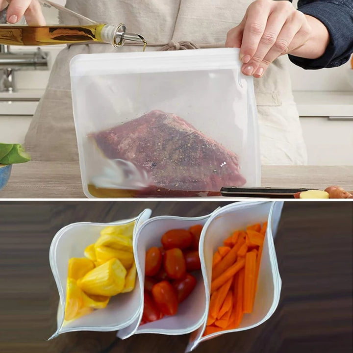 10Pcs Silicone Food Storage Bag Leakproof Reusable Stand Up Zip Shut Bag Cup Fresh Bag Food Storage Bag Fresh Wrap