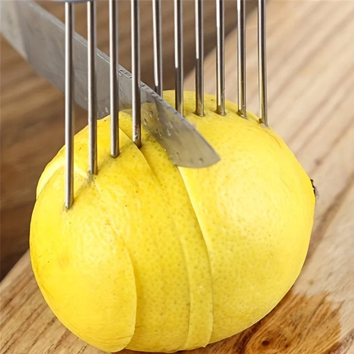 1PC Stainless Steel Onion Needle Onion Fork Vegetables Fruit Slicer Tomato Cutter Cutting Safe Holder Kitchen Accessories Tools