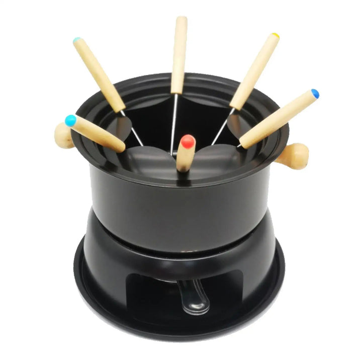 Mini Fondue Maker Set Easy Clean Kitchen Tools with 6 Forks Removable Melting Pot Hot Pot for Chocolate Home Ice Cream Sauces