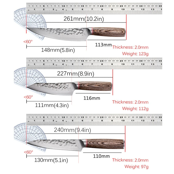 Hand Forged Hammer Kitchen Boning Knife Slaughter Meat Cutting Butcher Knife Stainless Steel Slicing Vegetable Fruit Knives